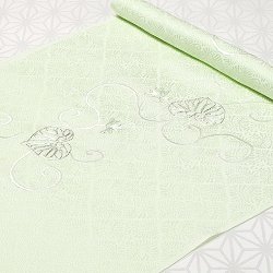 画像1: 帯揚げ　刺繍双葉葵　若芽色（わかめいろ）（02）