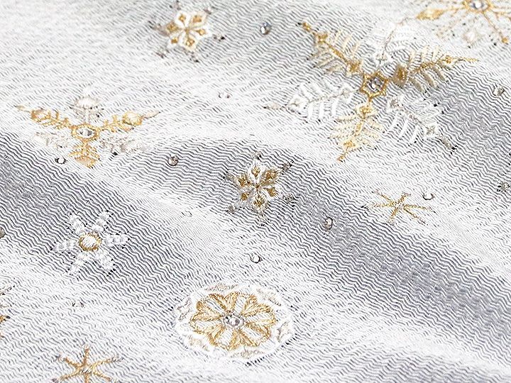 刺繍帯揚げ 雪花紋 スノーホワイト （01）｜京都の着物和装小物 ゑり正